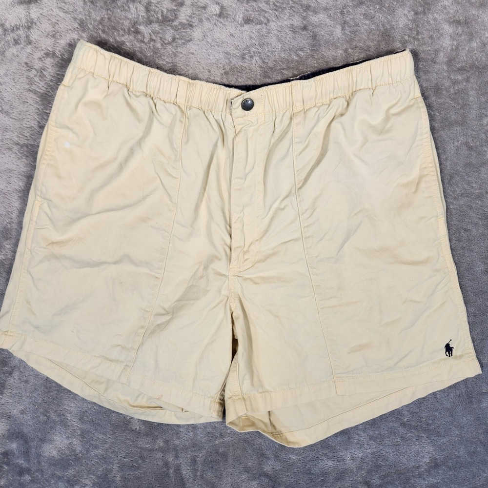 Polo Ralph Lauren Swim Trunks Mens Medium Yellow Cotton Mesh Lined Pony Logo